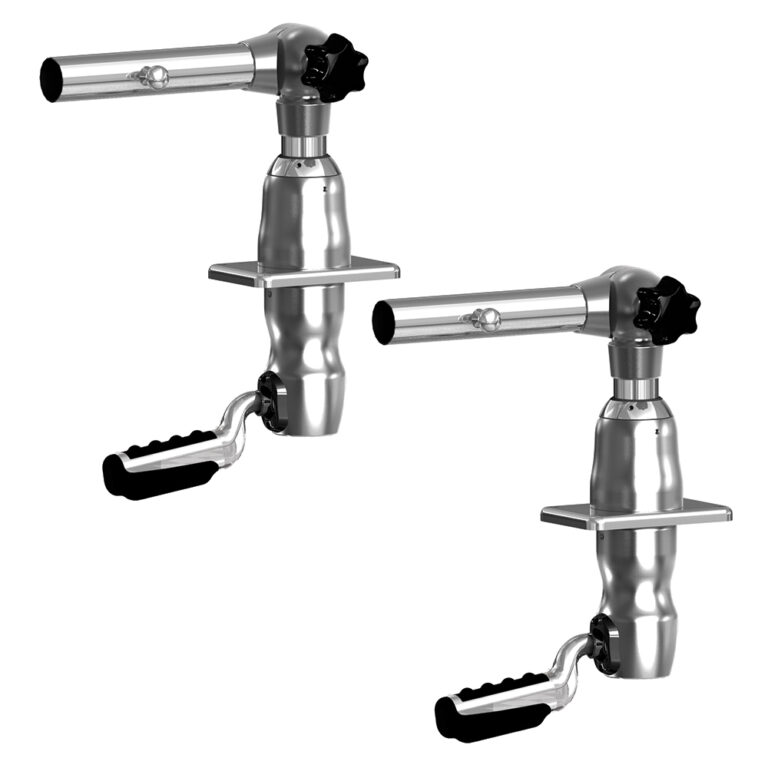 Two stainless steel pipe cutters with handles.
