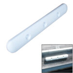 White dock bumper for boat protection.