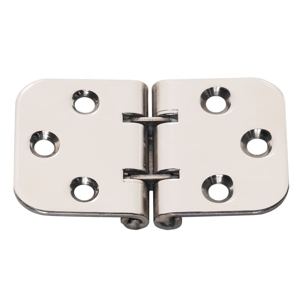 Stainless steel flat hinge for doors or cabinets.