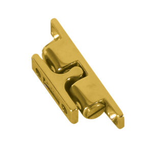 Golden door latch hinge close-up