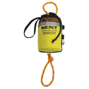 Yellow safety throw bag with polypropylene rope.