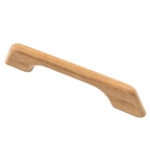 Wooden door handle on white background.