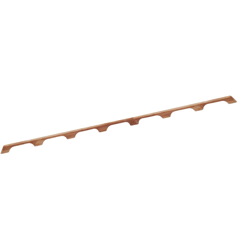 Wooden wine rack strip, six bottle holders