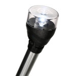 Solar-powered garden light with transparent top.