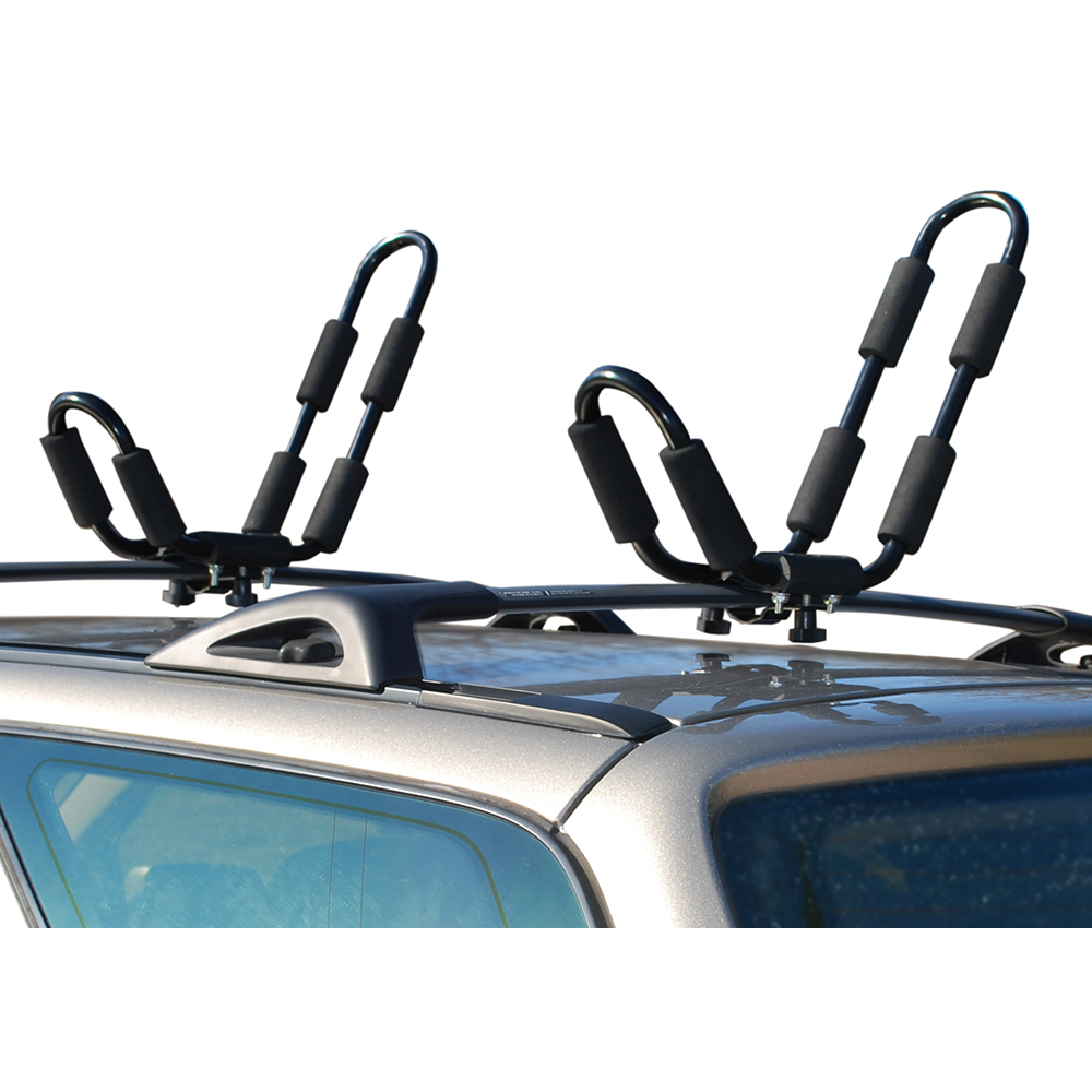 Car roof rack with kayak carriers