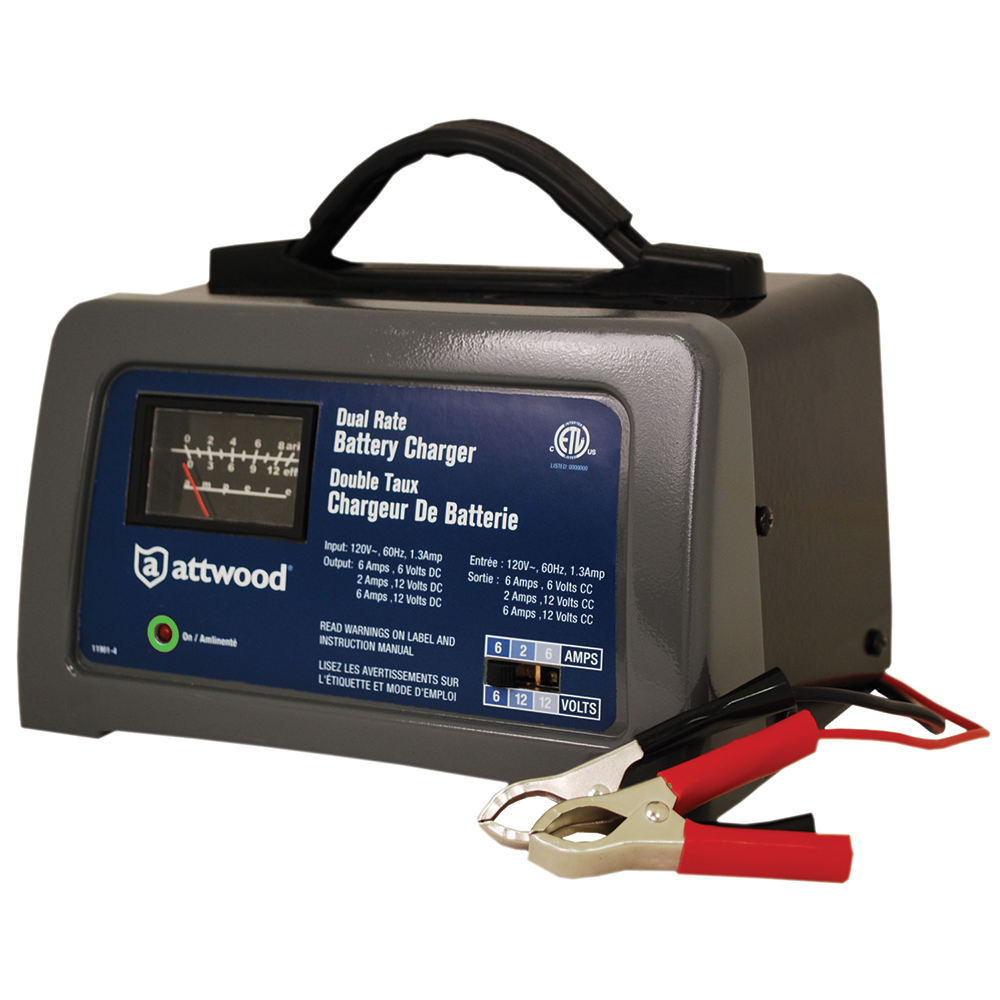 Dual rate battery charger with cables