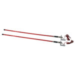 Two red fiberglass telescopic poles with hooks and cables.