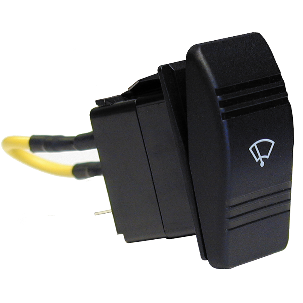 Automotive wiper switch with yellow wires.