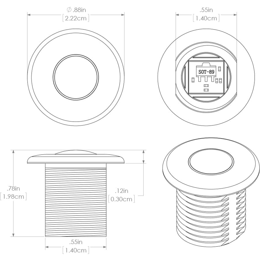 Technical drawing of a cylindrical component with dimensions.