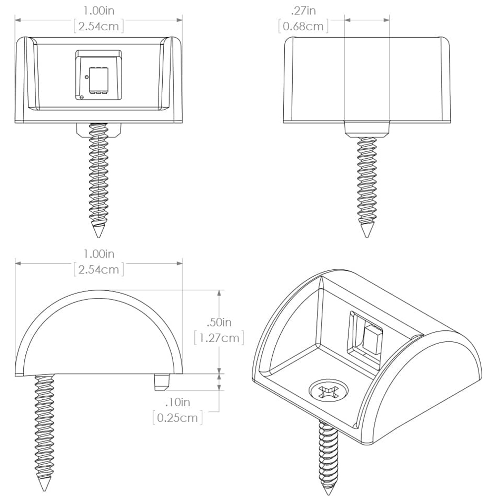 Technical drawing of wall mount assembly with measurements.