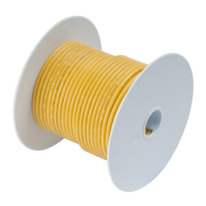 Yellow cable on white spool