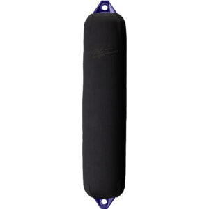 Black boat fender with blue ends