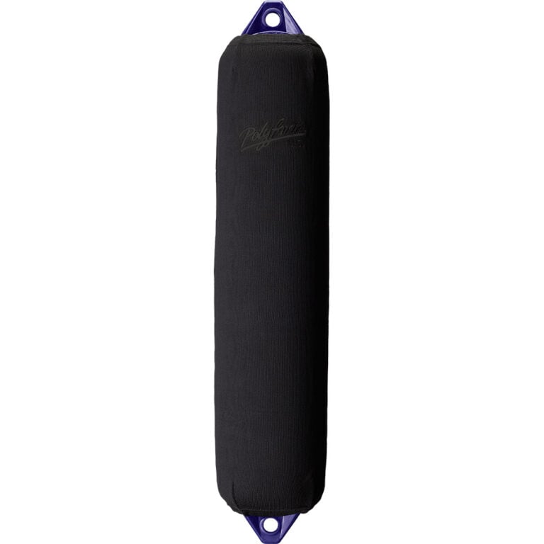 Black boat fender with blue ends