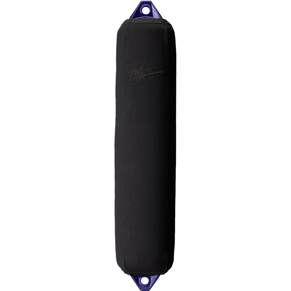 Black boat fender with blue ends