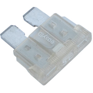 Clear automotive blade fuse, 25 amps.