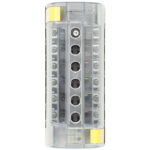 Plastic electrical fuse block with transparent cover