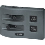 Gray dual switch panel for bait pump, wash down.
