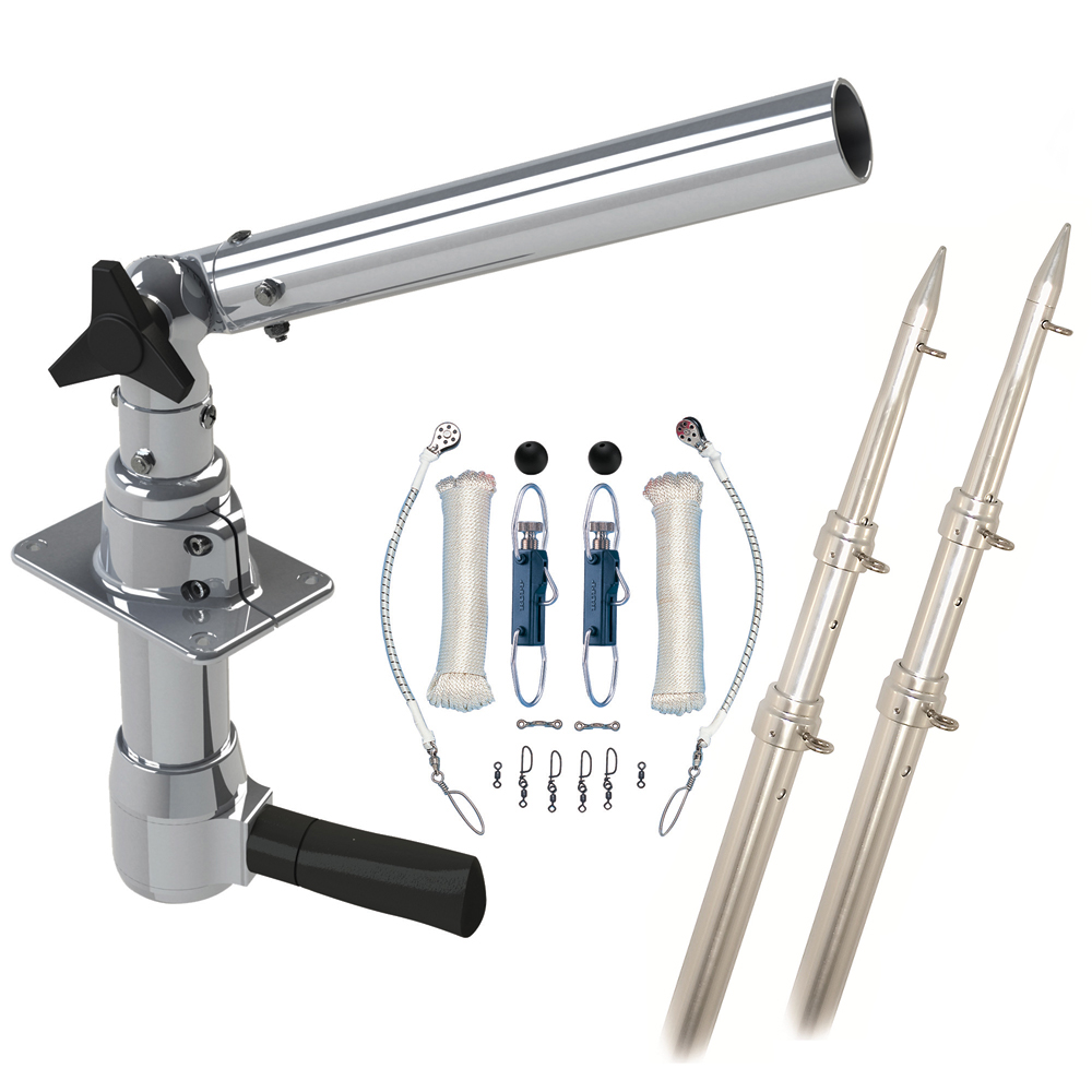 Marine outrigger pole and accessories setup