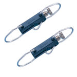Black swivels for fishing lures with secure locking.