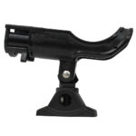 Adjustable black fishing rod holder for boats.