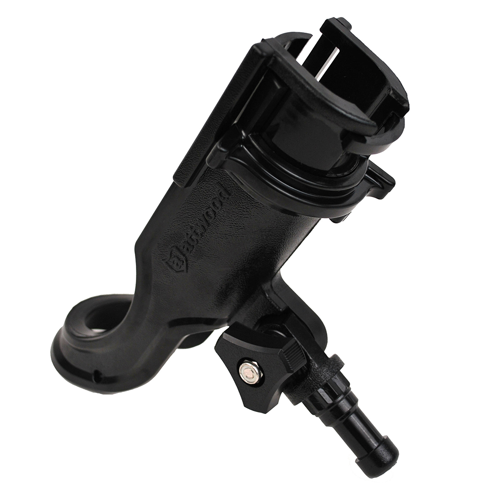 Black fishing rod holder with adjustable clamp