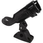 Adjustable black plastic rod holder with base