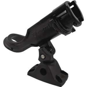 Adjustable black plastic rod holder with base
