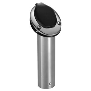 Stainless steel boat fishing rod holder with cover.