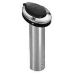 Stainless steel boat rod holder above view.