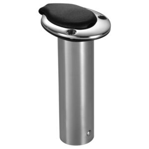 Stainless steel flush mount rod holder for boats.