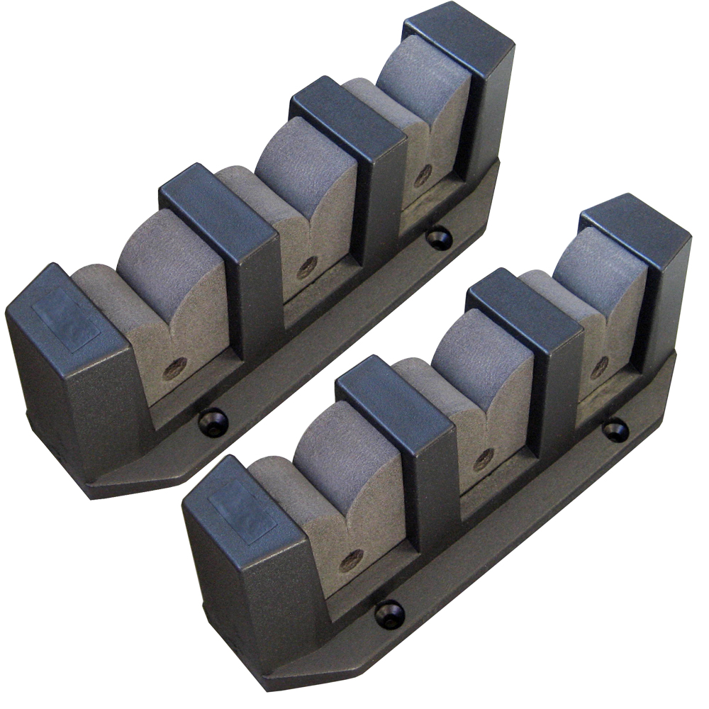 Gray knife sharpening tool with multiple slots