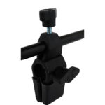 Black clamp with adjustable knob on bar