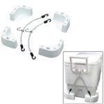 Cooler corner cushion and bungee cord set with diagram.