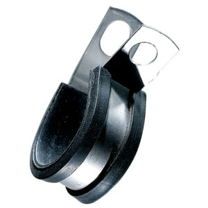 Metal rubber clamp for securing cables
