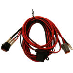 Red and black wiring harness with connectors.