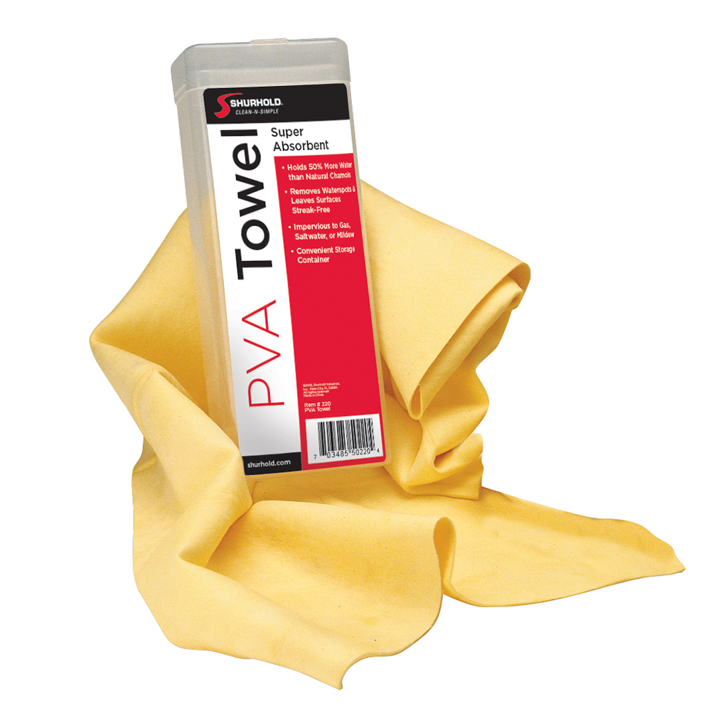 Yellow PVA towel with storage container