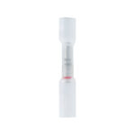 Transparent electrical connector sleeve on white background.