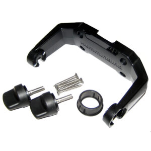 Bike handlebar mounting bracket with screws and ring.