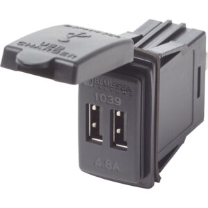 Dual-port USB charger with protective cover