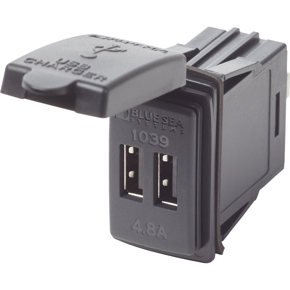 Dual-port USB charger with protective cover