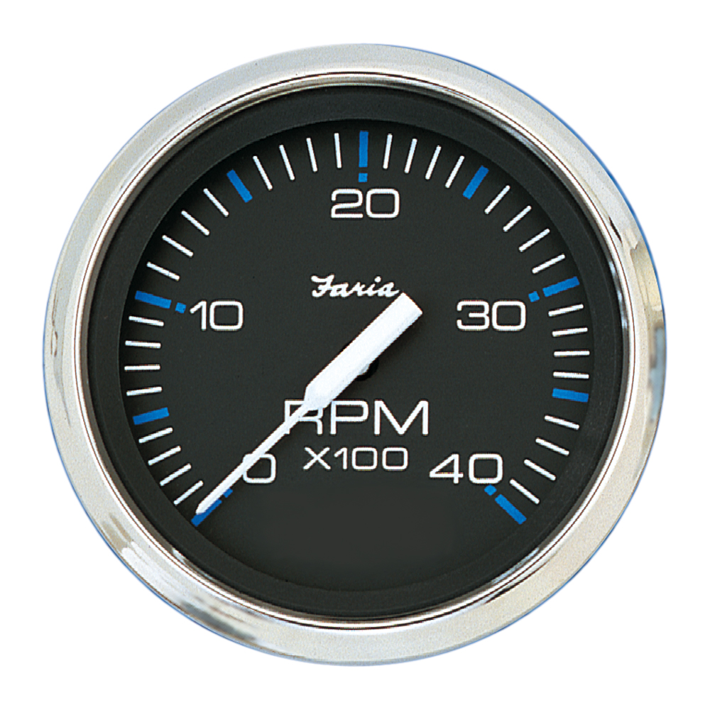 Analog RPM gauge with black face and needle