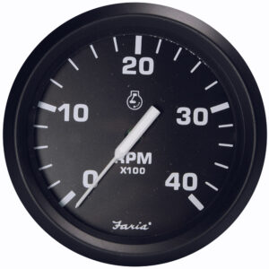 Black RPM gauge showing zero.