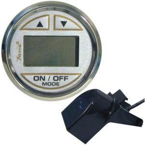 Digital gauge with on/off button and sensor.