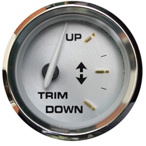Boat trim gauge with needle indicator.