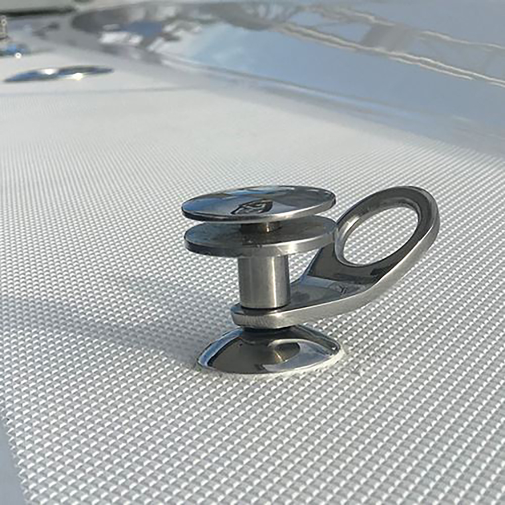 Stainless steel fastener on textured surface
