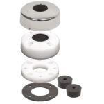 Exploded view of plumbing flange components.