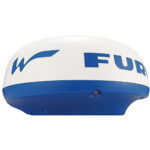 Marine radar system with blue and white design.