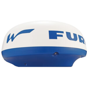 Marine radar system with blue and white design.