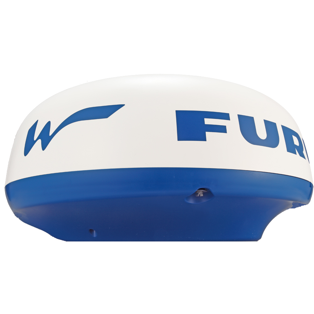 Marine radar system with blue and white design.