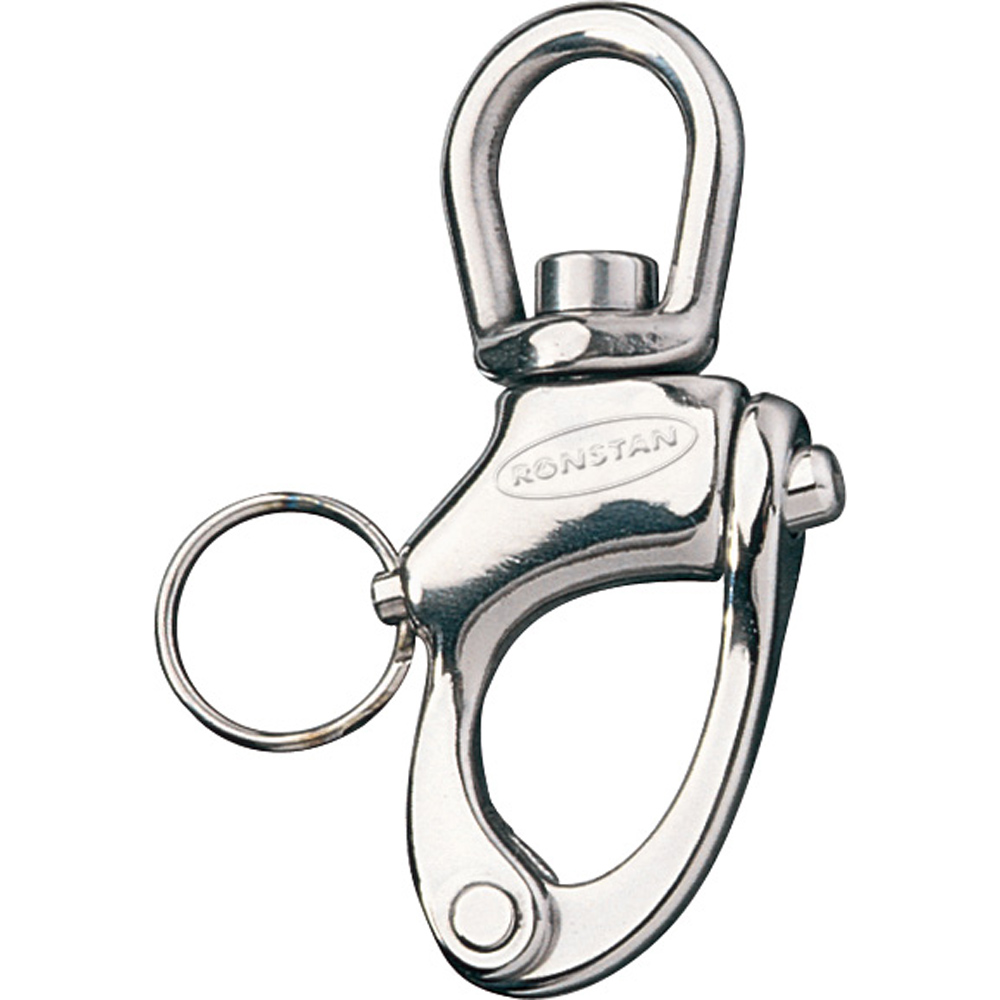 Stainless steel swivel snap shackle with ring.